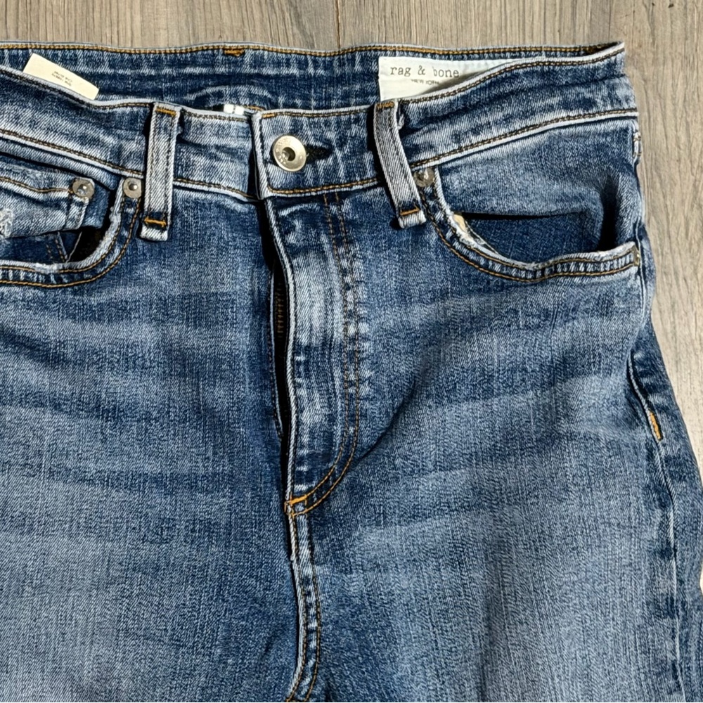 Rag and Bone Super High rise Skinny Sz27 30 inseam Distressed - Picture 5 of 9